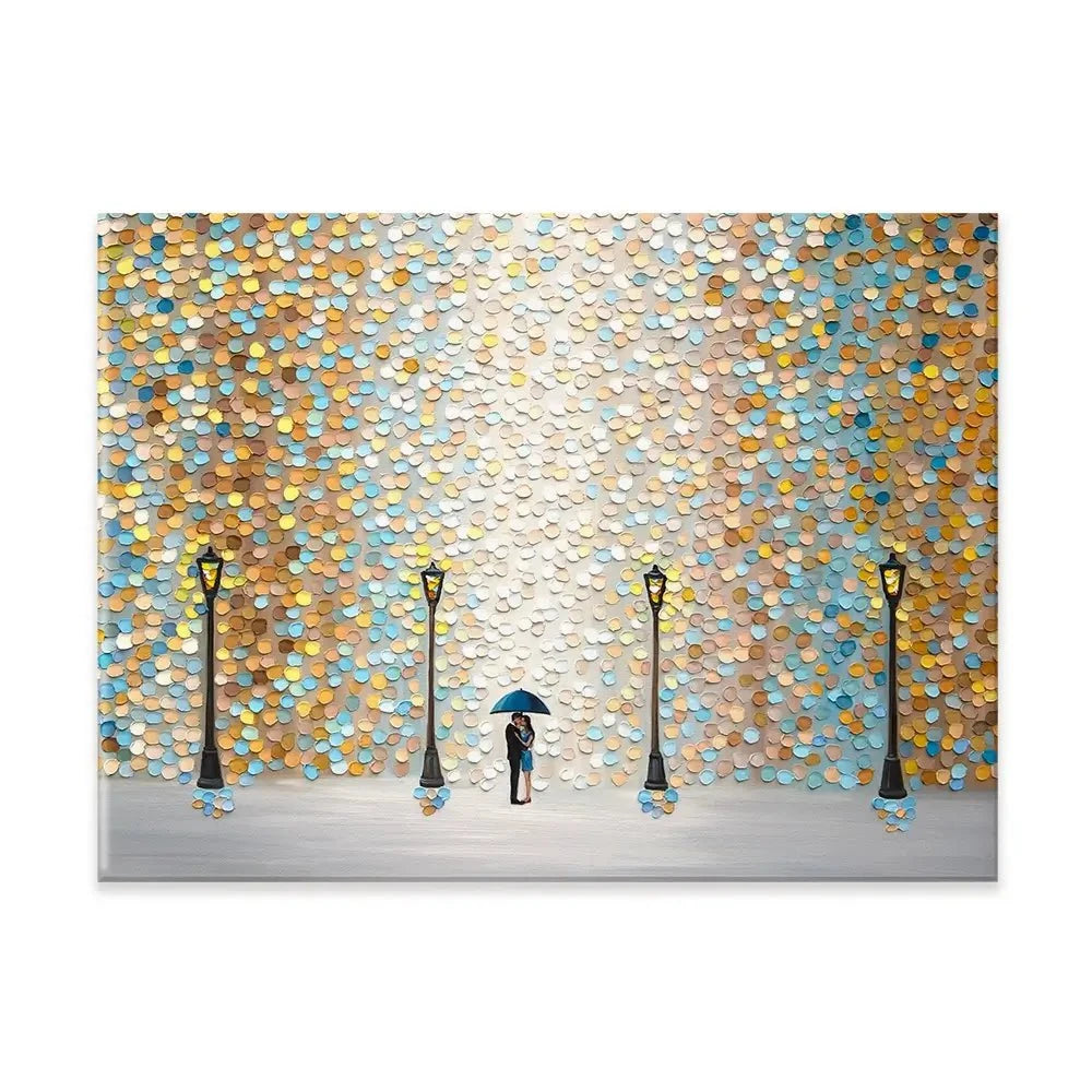 Kiss Under The Golden Rain Canvas Print Kiss Under The Golden Rain Canvas Print wall art product Ekaterina Ermilkina