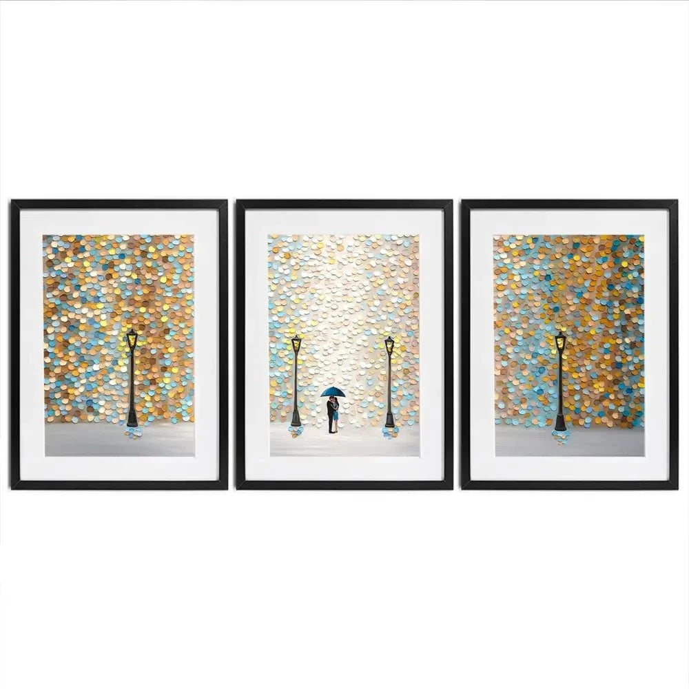 Kiss Under The Golden Rain Framed Art Print Trio Kiss Under The Golden Rain Framed Art Print Trio wall art product Ekaterina Ermilkina