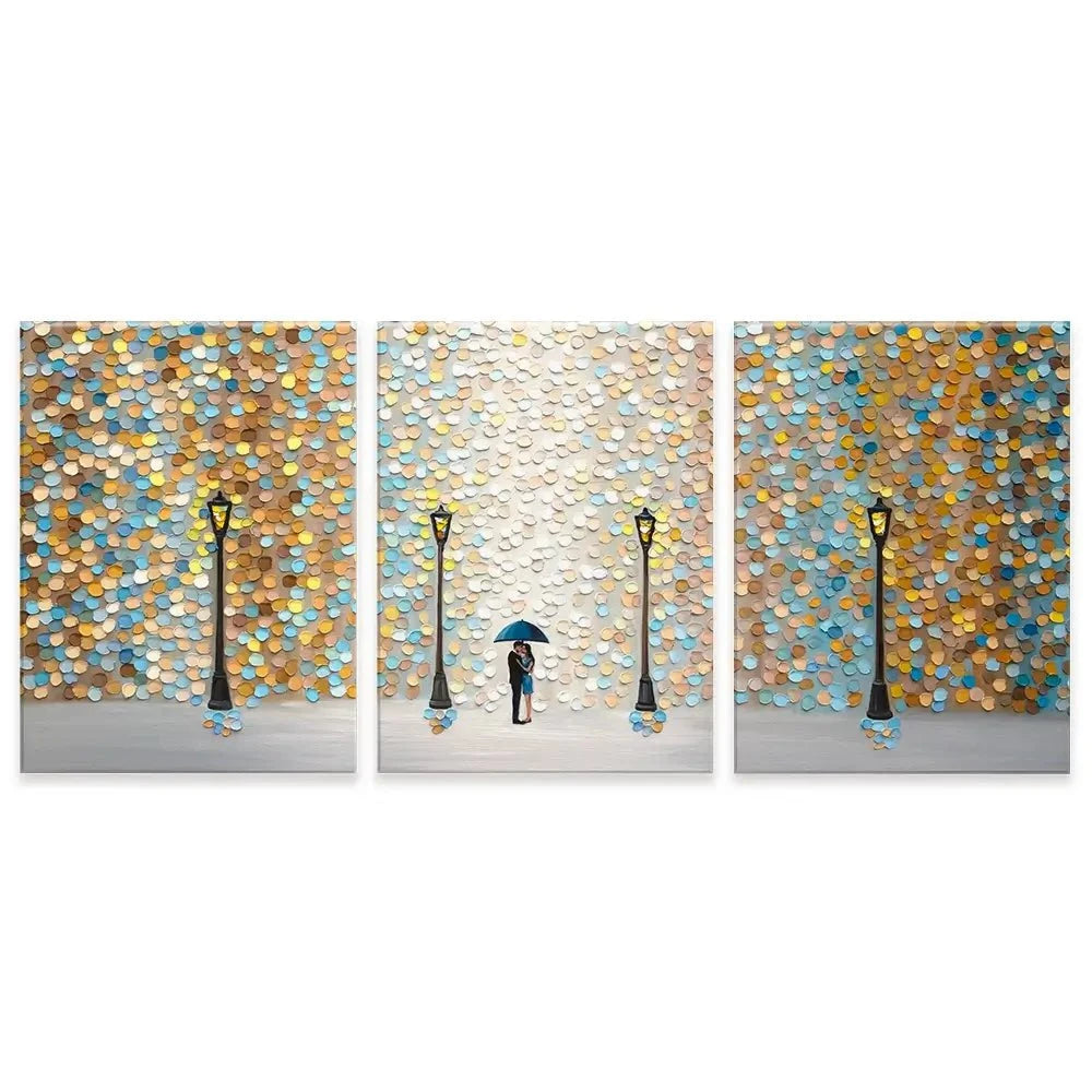 Kiss Under The Golden Rain Trio Canvas Print Kiss Under The Golden Rain Trio Canvas Print wall art product Ekaterina Ermilkina