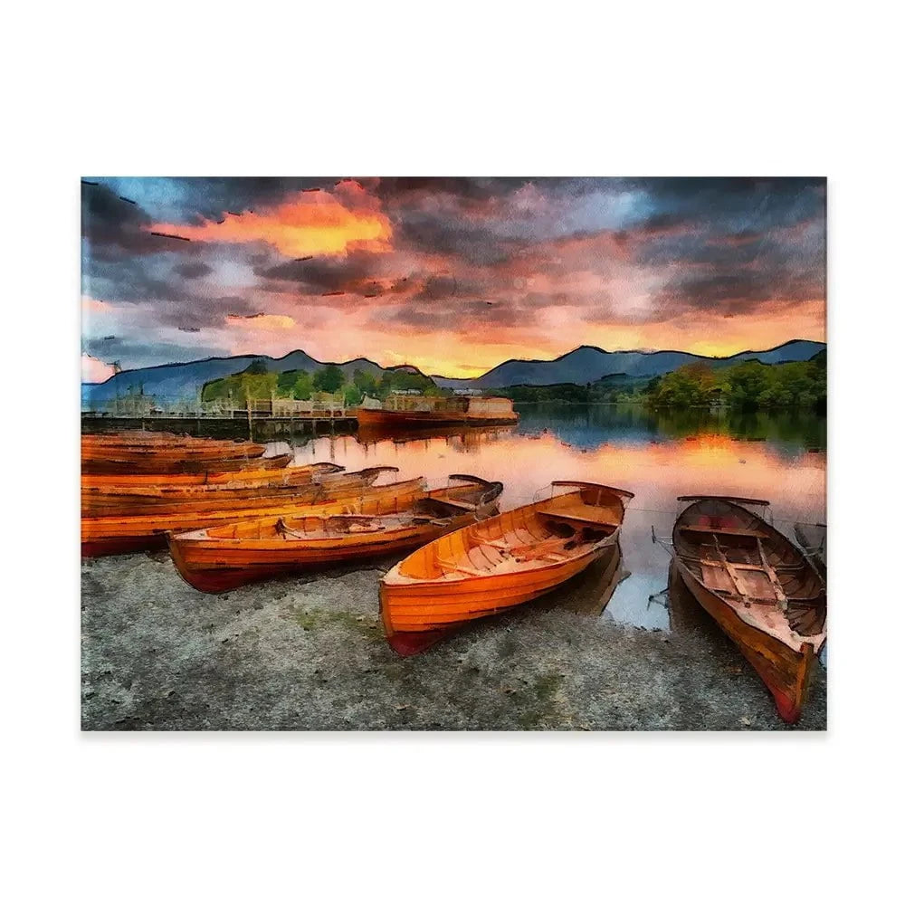 Lake District Boats Canvas Print Lake District Boats Canvas Print wall art product Helen Hotson / Shutterstock