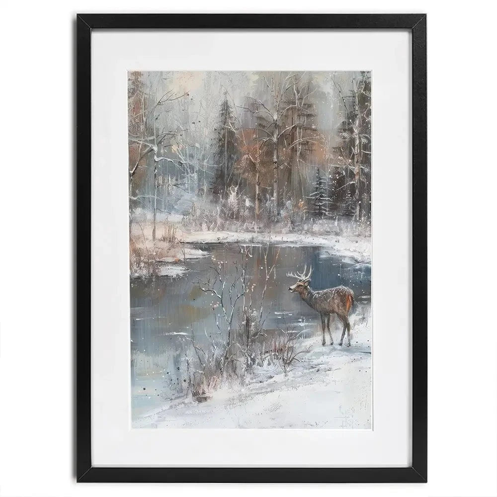 Lakeside Deer Framed Art Print Lakeside Deer Framed Art Print wall art product Petal Prints Design - Independent