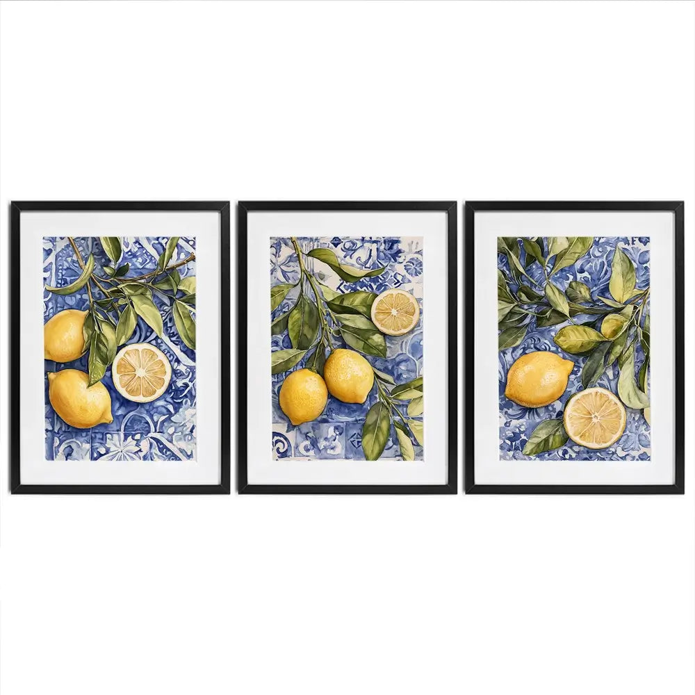 Lemon Citrus Framed Art Print Trio Lemon Citrus Framed Art Print Trio wall art product IAmHomeStudio