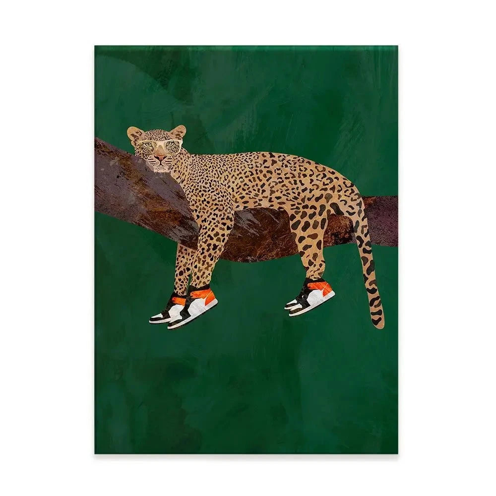 Leopard Wearing Sneakers Canvas Print Leopard Wearing Sneakers Canvas Print wall art product Sarah Manovski