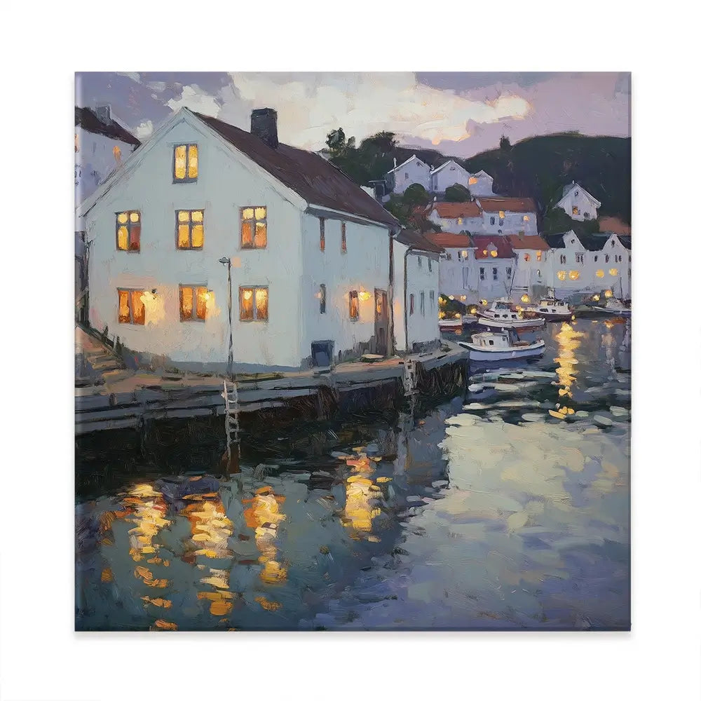 Lights In Windows Square Canvas Print Lights In Windows Square Canvas Print wall art product Tanya Ocean