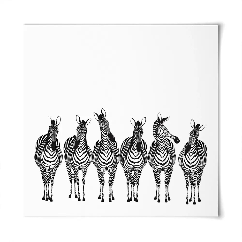 Line Of Zebras Square Art Print Line Of Zebras Square Art Print wall art product Art Print Shop