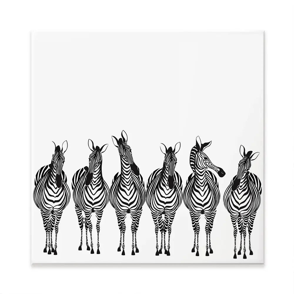 Line Of Zebras Square Canvas Print Line Of Zebras Square Canvas Print wall art product fresher / Shutterstock