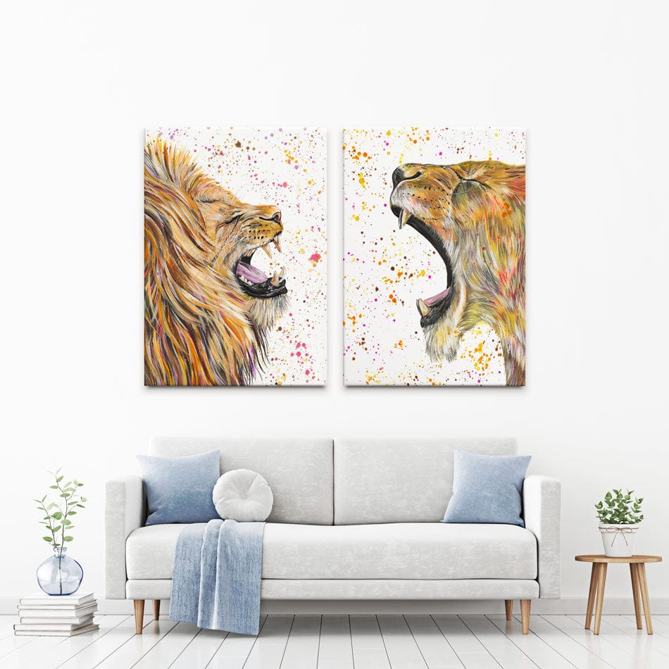 Lion And Lioness Duo Canvas Print Lion And Lioness Duo Canvas Print wall art product Emma LC Art