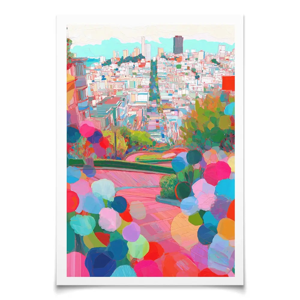 Lombard Street In Colour Art Print Lombard Street In Colour Art Print wall art product Chromatic Storm Studio