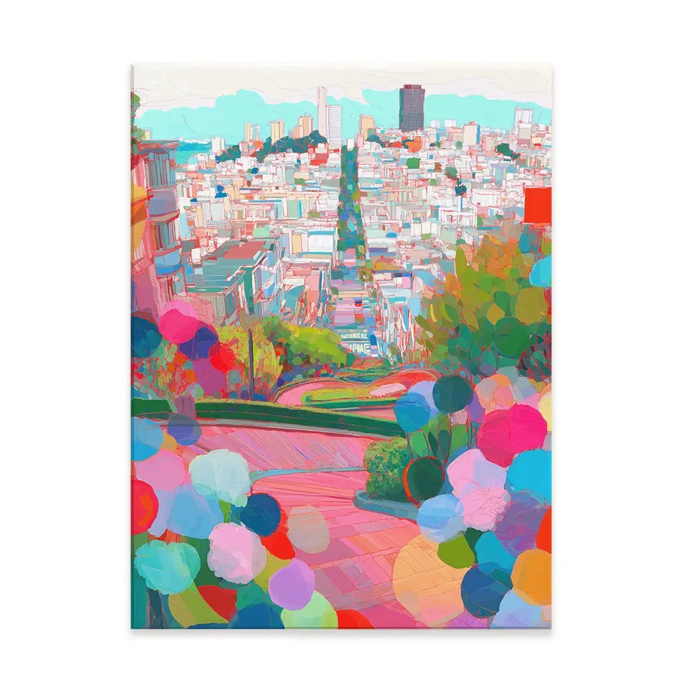 Lombard Street In Colour Canvas Print Lombard Street In Colour Canvas Print wall art product Chromatic Storm Studio