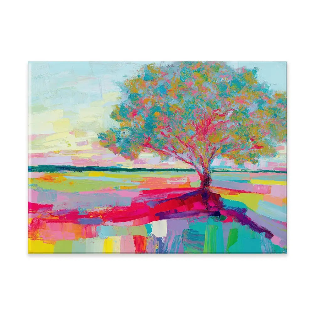 Lone Oak In A Vivid Field Canvas Print Lone Oak In A Vivid Field Canvas Print wall art product Chromatic Storm Studio