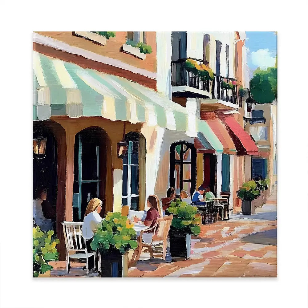 Mallorca Cafe Square Canvas Print Mallorca Cafe Square Canvas Print wall art product Elena Avanesova