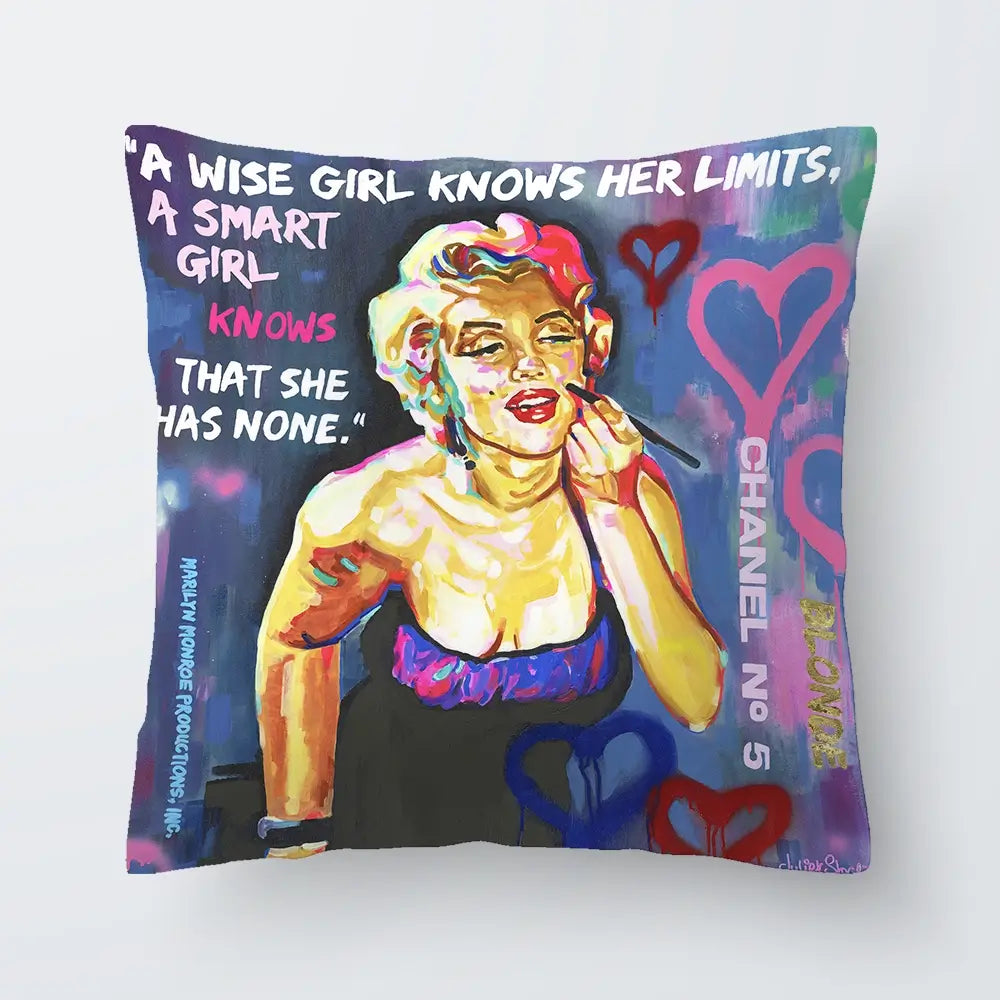 Marilyn Monroe A Wise Girl Knows Cushion Marilyn Monroe A Wise Girl Knows Cushion wall art product Juliet Stockton