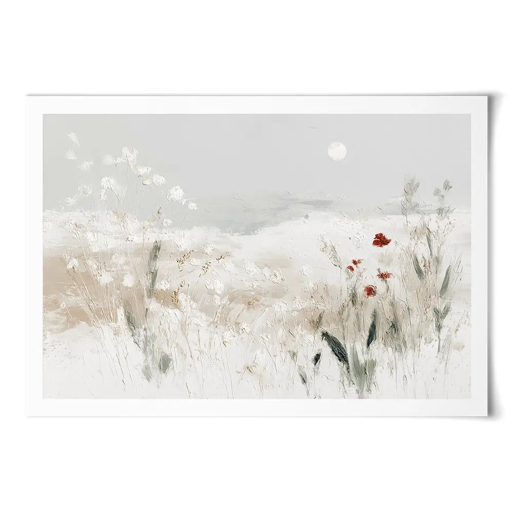 Meadow With Pale Moon Art Print Meadow With Pale Moon Art Print wall art product Chromatic Storm Studio