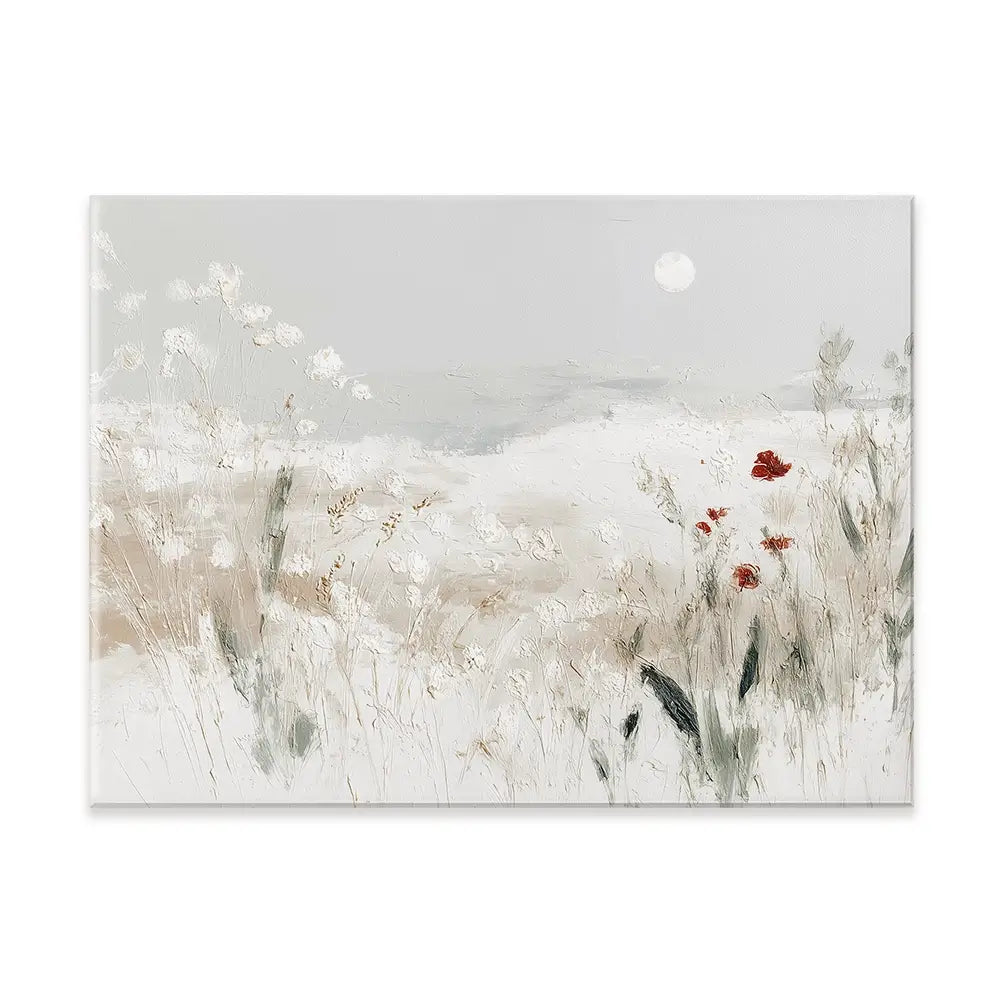 Meadow With Pale Moon Canvas Print Meadow With Pale Moon Canvas Print wall art product Chromatic Storm Studio