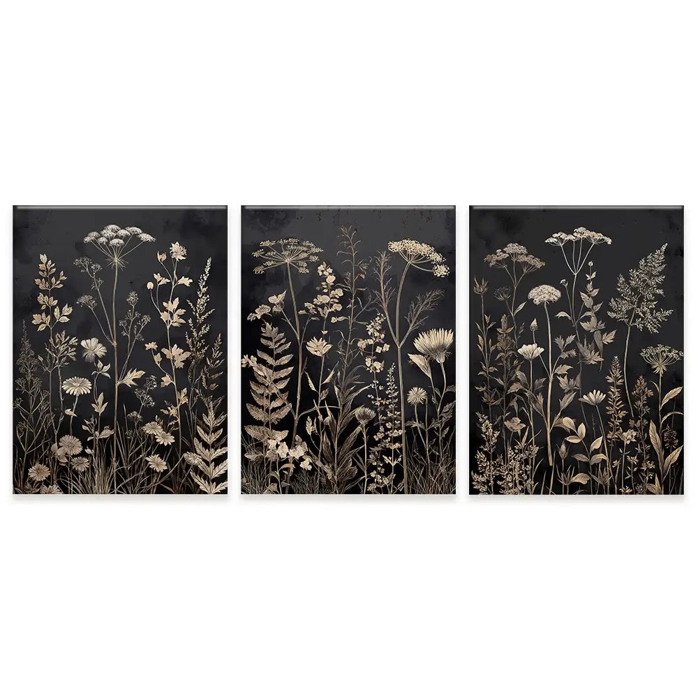 Moody Botanical Trio Canvas Print Moody Botanical Trio Canvas Print wall art product IAmHomeStudio