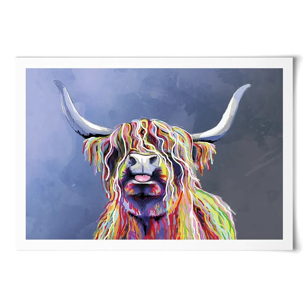 Multicolour Highland Cow Art Print Multicolour Highland Cow Art Print | Multicolour Highland Cow Artwork wall art product Independent