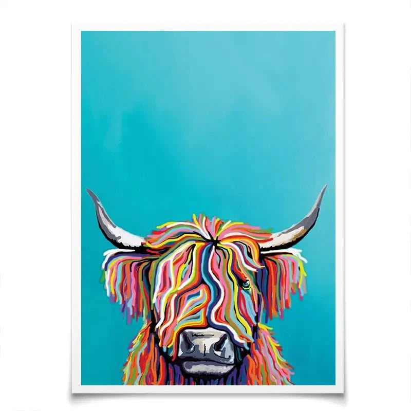Multicoloured Cow Art Print Multicoloured Cow Art Print wall art product Independent