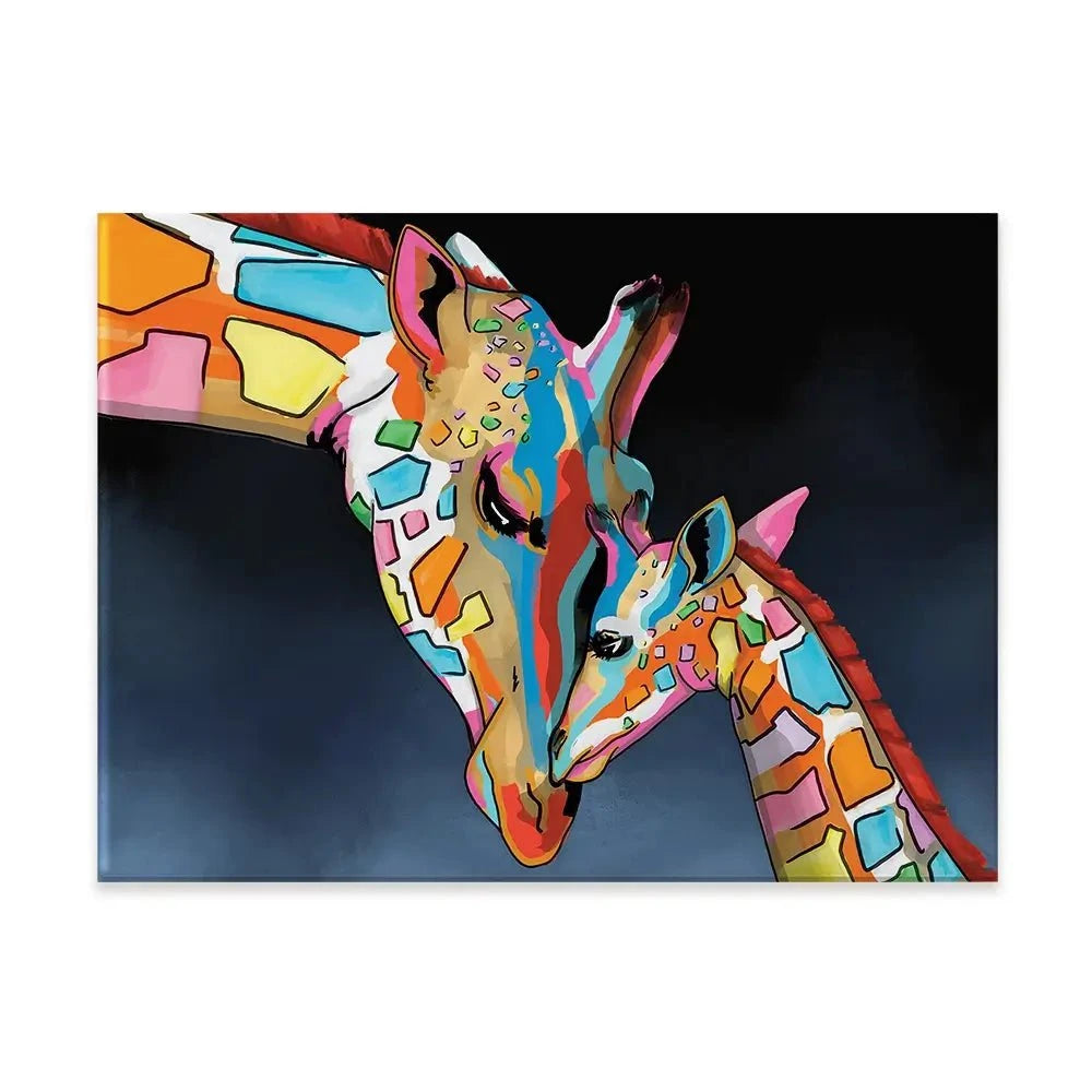 Multicoloured Giraffe and Calf Canvas Print Multicoloured Giraffe and Calf Canvas Print wall art product Independent
