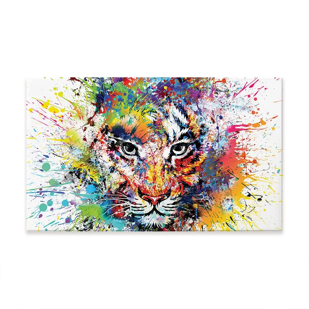 Multicoloured Tiger Paint Splash Oversized Canvas Print Multicoloured Tiger Paint Splash Oversized Canvas Print wall art product ARTEMENKO VALENTYN / Shutterstock