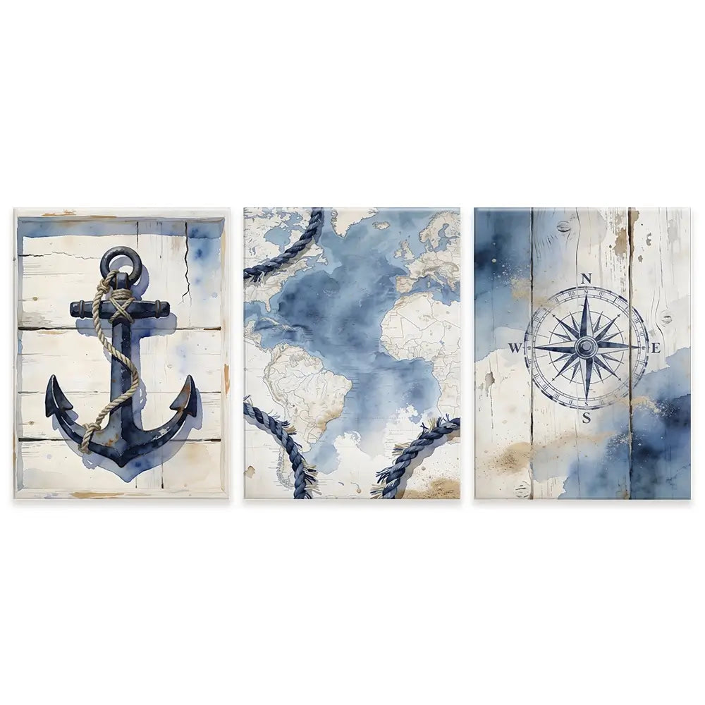 Nautical Trio Canvas Print Nautical Trio Canvas Print wall art product LSR Design Studio - Independent