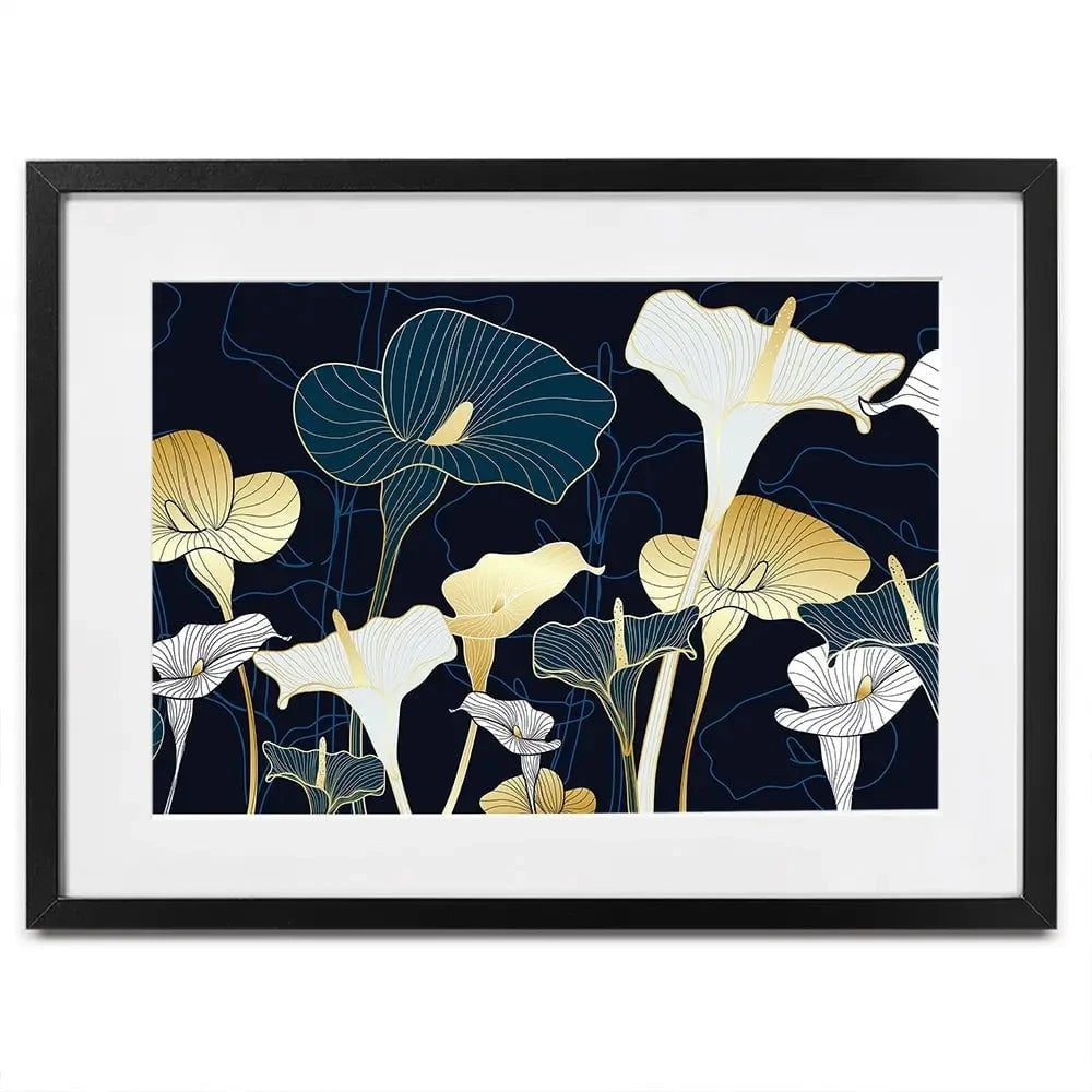 Navy Calla Lily Framed Art Print Navy Calla Lily Framed Art Print wall art product TWINS DESIGN STUDIO / Shutterstock