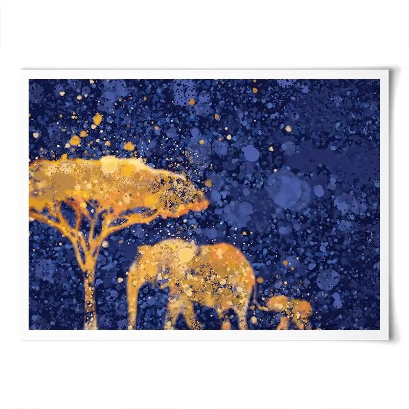 Navy Elephants Splash Art Print Navy Elephants Splash Art Print wall art product D Mosconi