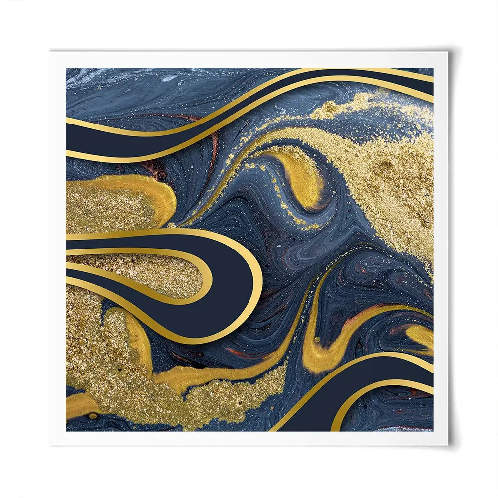 Navy Marble Square Art Print Navy Marble Square Art Print wall art product Art Print Shop