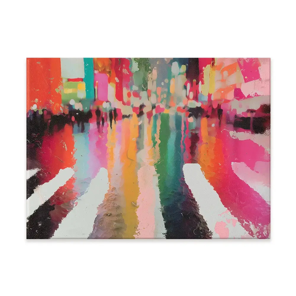 Neon Rain Crosswalk Canvas Print Neon Rain Crosswalk Canvas Print wall art product Chromatic Storm Studio