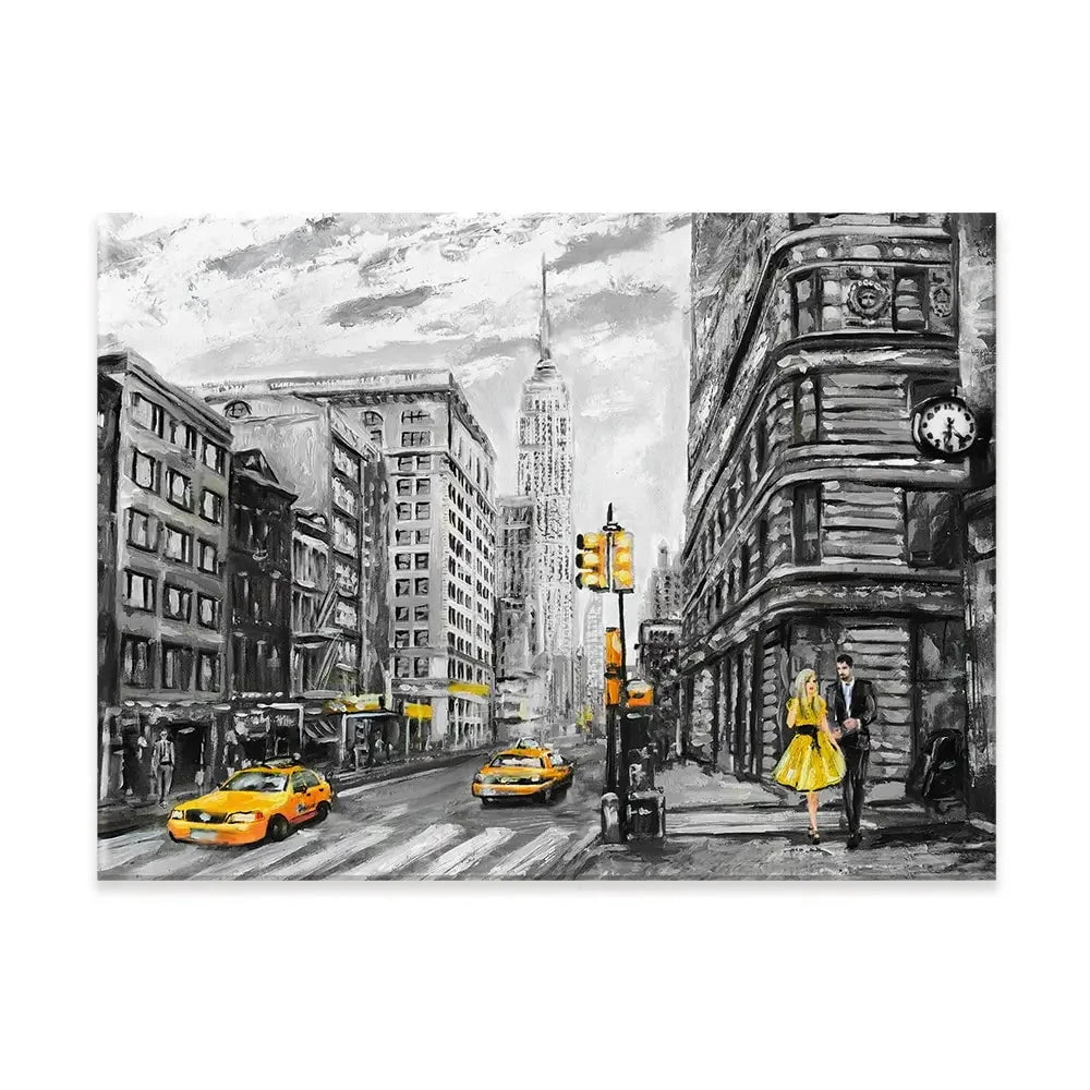 New York In Grey And Yellow Canvas Print New York In Grey And Yellow Canvas Print wall art product lisima / Shutterstock