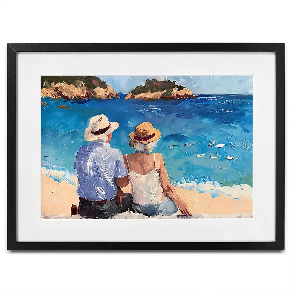 Old Couple At The Beach Framed Art Print Old Couple At The Beach Framed Art Print wall art product Elena Avanesova