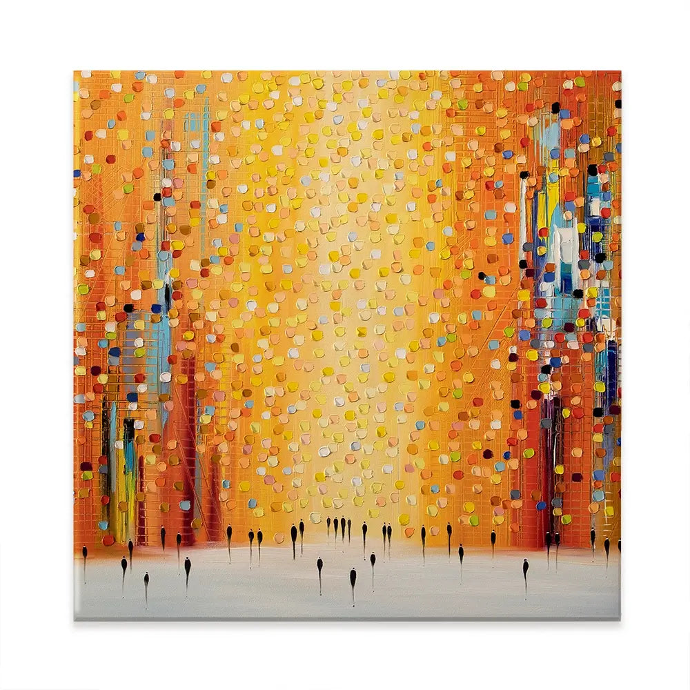 Orange Sunset Stroll Square Canvas Print Orange Sunset Stroll Square Canvas Print wall art product Ekaterina Ermilkina