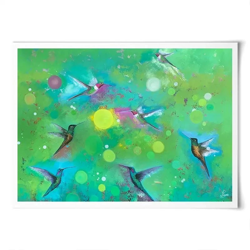 Orbs And Hummingbirds Art Print Orbs And Hummingbirds Art Print wall art product Laure Bury