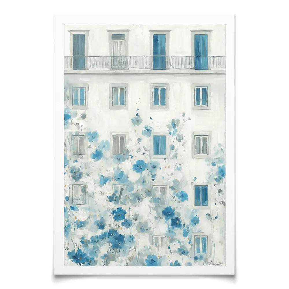 Painterly Façade With Blossoms Art Print Painterly Façade With Blossoms Art Print wall art product Chromatic Storm Studio