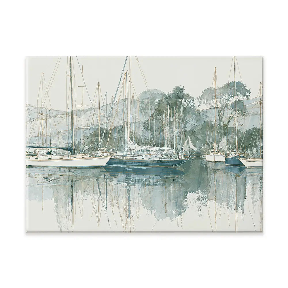 Painterly Marina Mooring Canvas Print Painterly Marina Mooring Canvas Print wall art product Chromatic Storm Studio