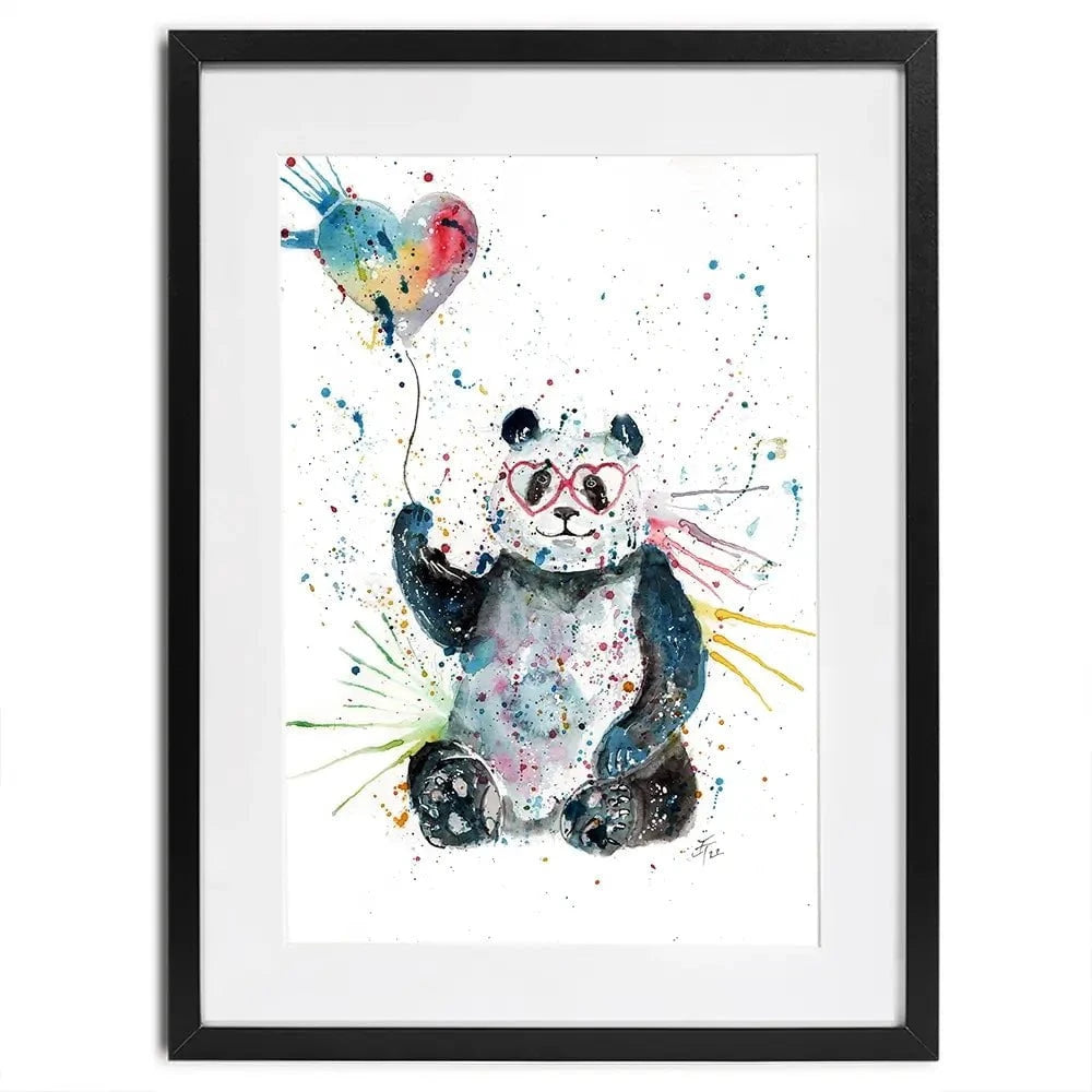 Panda And Heart Balloon Framed Art Print Panda And Heart Balloon Framed Art Print wall art product Jamie Taylor