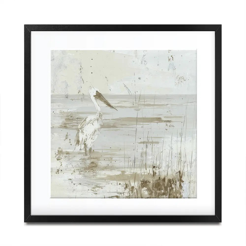Pelican Among Reeds Square Framed Art Print Pelican Among Reeds Square Framed Art Print wall art product Chromatic Storm Studio