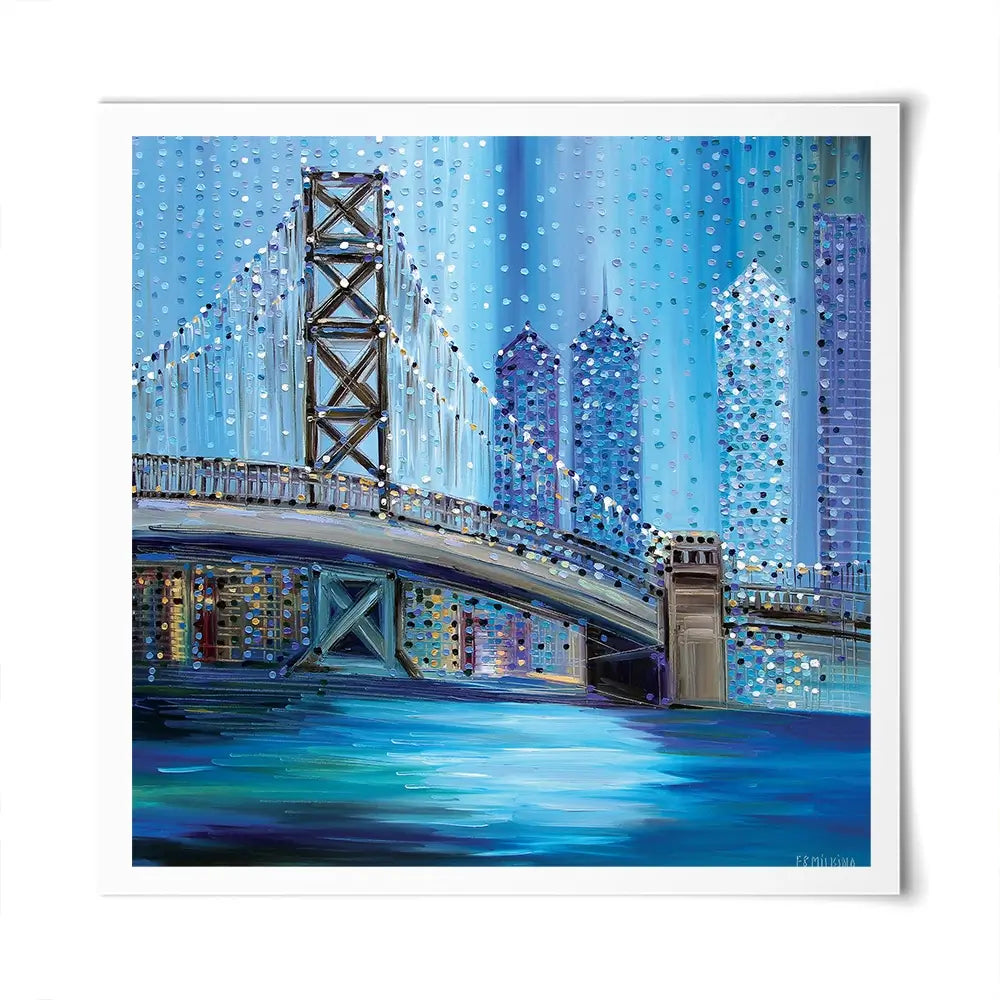 Philadelphia Bridge Square Art Print Philadelphia Bridge Square Art Print wall art product Ekaterina Ermilkina
