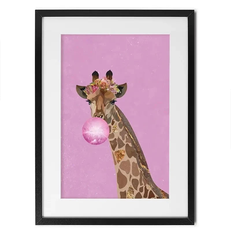 Pink Bubblegum Giraffe Framed Art Print Pink Bubblegum Giraffe Framed Art Print wall art product Sarah Manovski