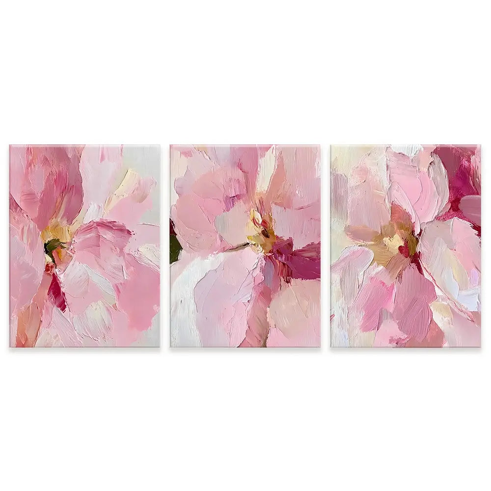 Pink Floral Trio Canvas Print Pink Floral Trio Canvas Print wall art product IAmHomeStudio