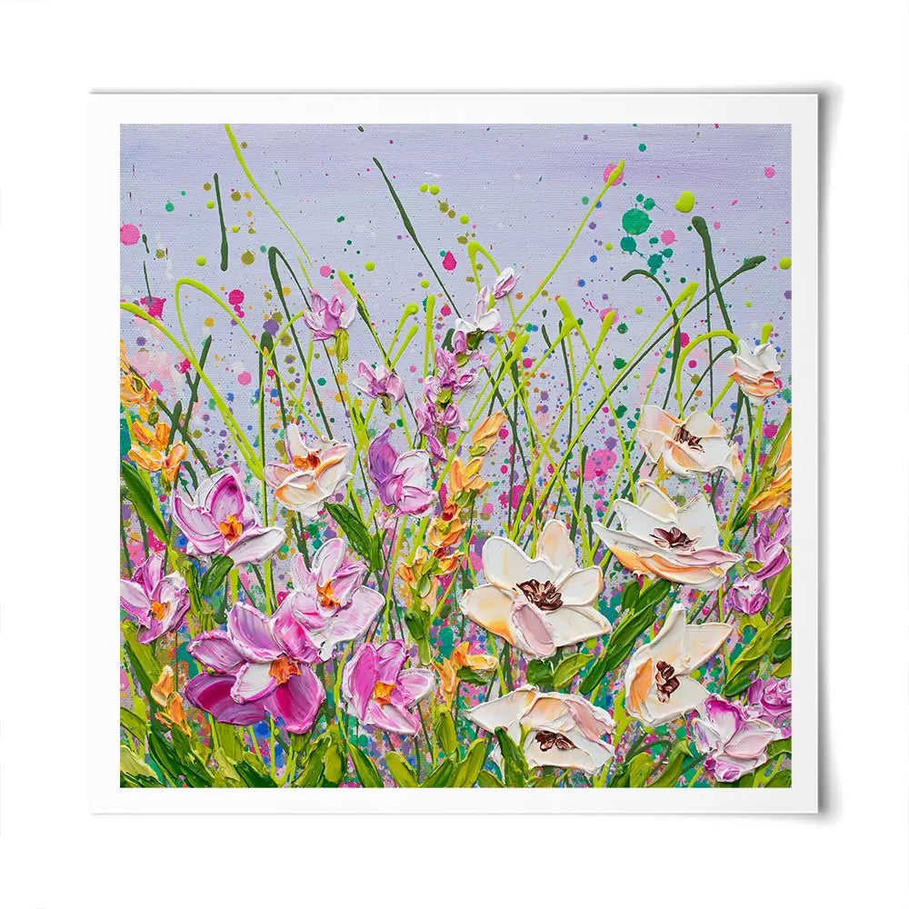 Pink Florals Square Art Print Pink Florals Square Art Print wall art product Olga Tkachyk
