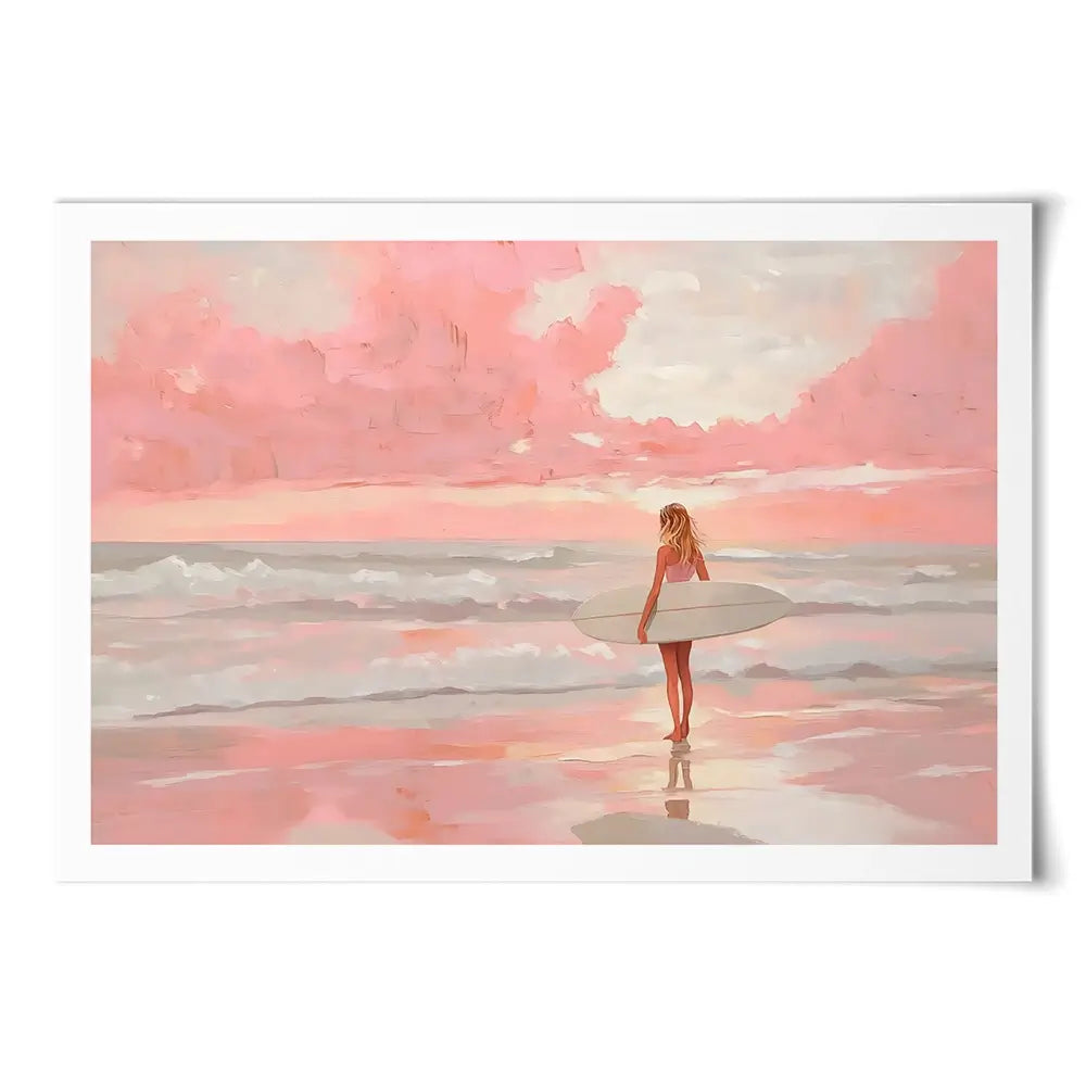 Pink Sky Surfer Art Print Pink Sky Surfer Art Print wall art product NiniArt - Independent