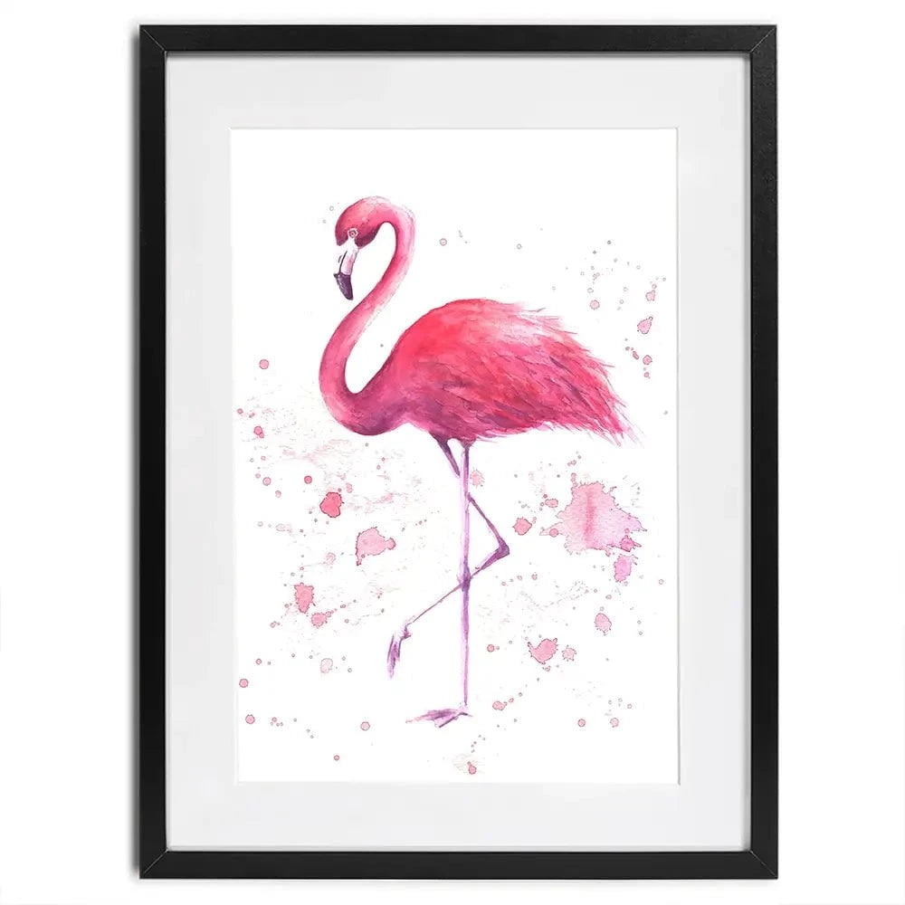 Pink Watercolour Flamingo Framed Art Print Pink Watercolour Flamingo Framed Art Print wall art product olgers / Shutterstock