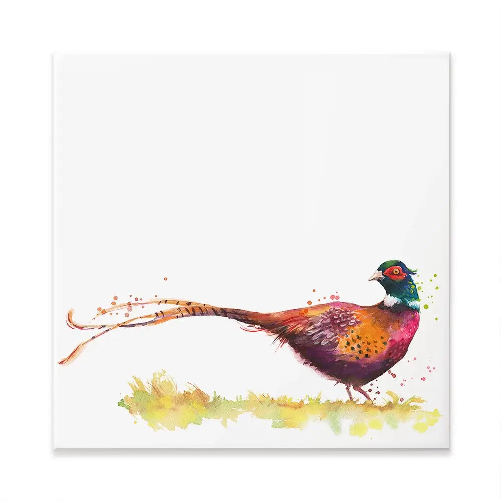 Pleasant Pheasant Square Canvas Print Pleasant Pheasant Square Canvas Print wall art product Kamieshkova / Shutterstock