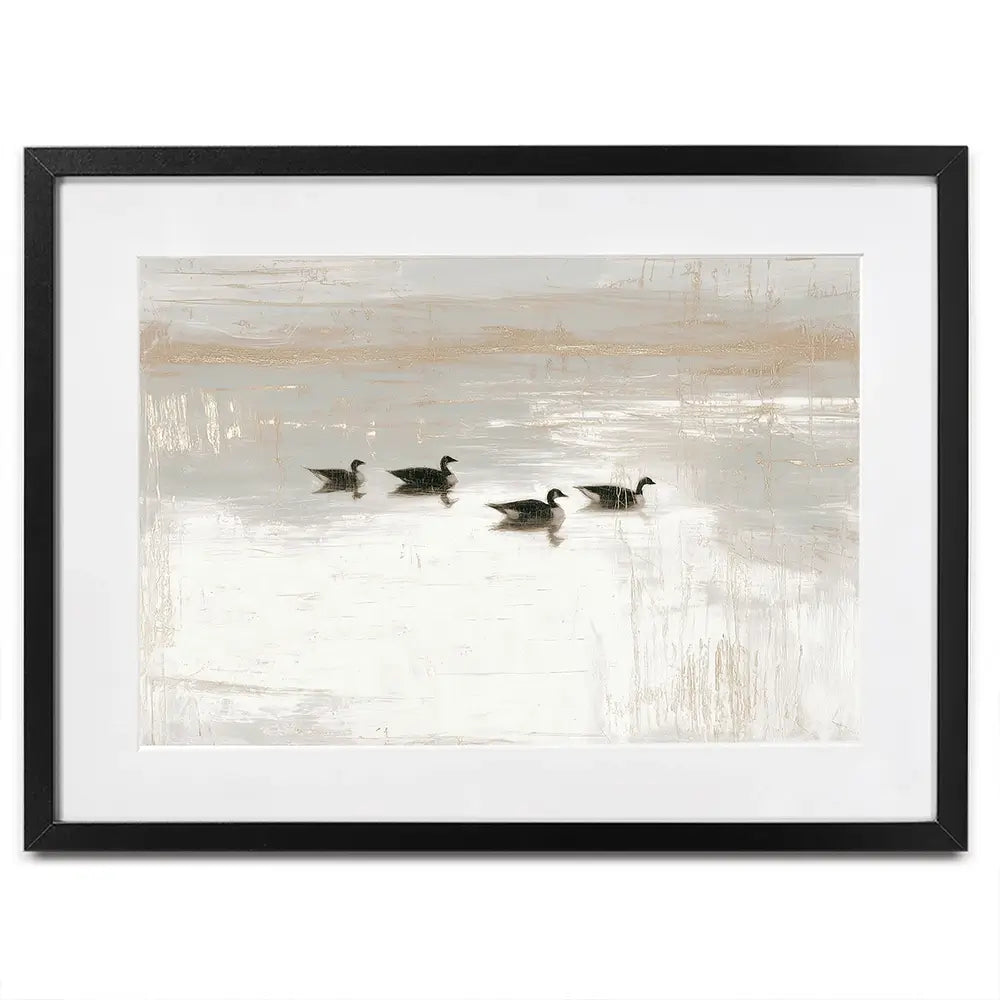 Pond Geese Dawn Framed Art Print Pond Geese Dawn Framed Art Print wall art product Chromatic Storm Studio