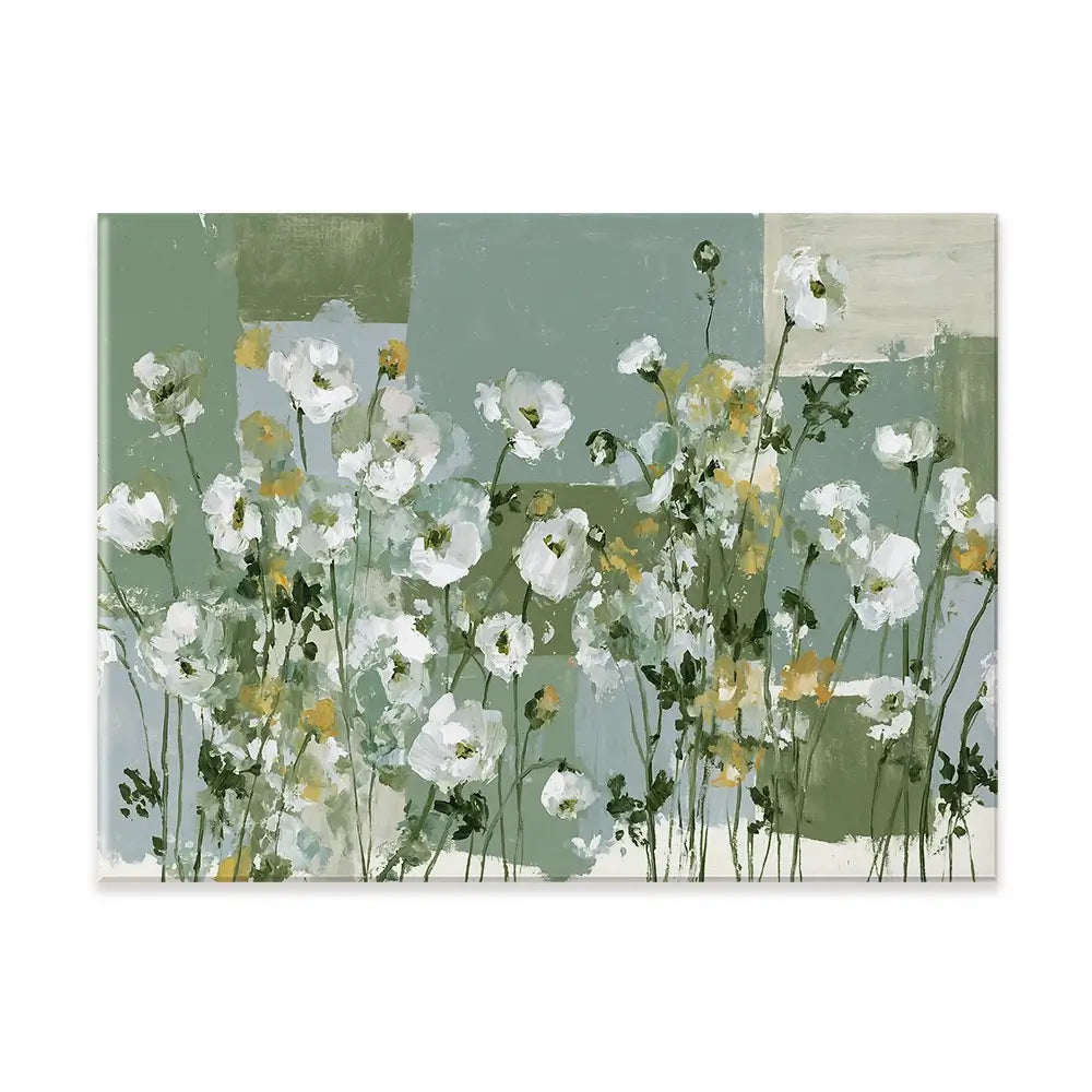 Poppies On Green Blocks Canvas Print Poppies On Green Blocks Canvas Print wall art product Chromatic Storm Studio