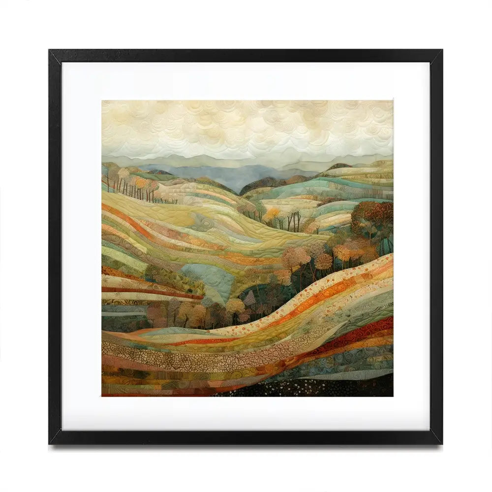 Quilted Autumn Landscape Square Framed Art Print Quilted Autumn Landscape Square Framed Art Print wall art product Art Print Shop