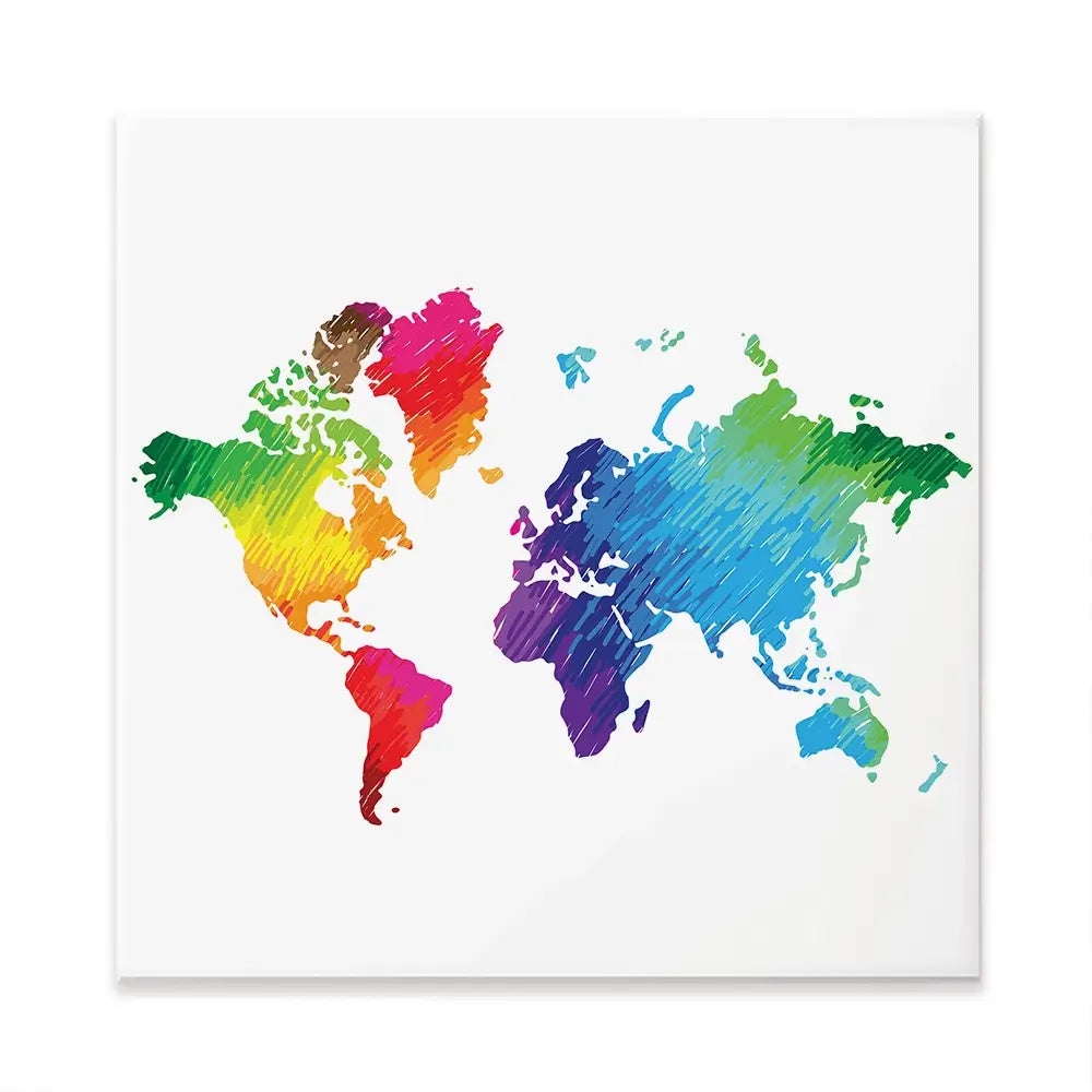 Rainbow World Map Square Canvas Print Rainbow World Map Square Canvas Print wall art product Ludmila Meshcheriakova / Shutterstock