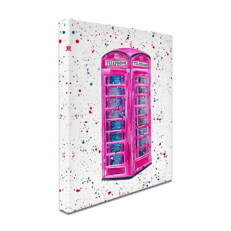 Retro Pink Telephone Box Canvas Print Retro Pink Telephone Box Canvas Print wall art product Emma LC Art