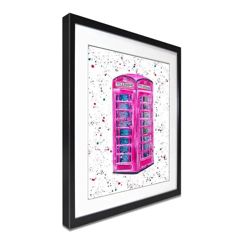 Retro Pink Telephone Box Framed Art Print Retro Pink Telephone Box Framed Art Print wall art product Emma LC Art