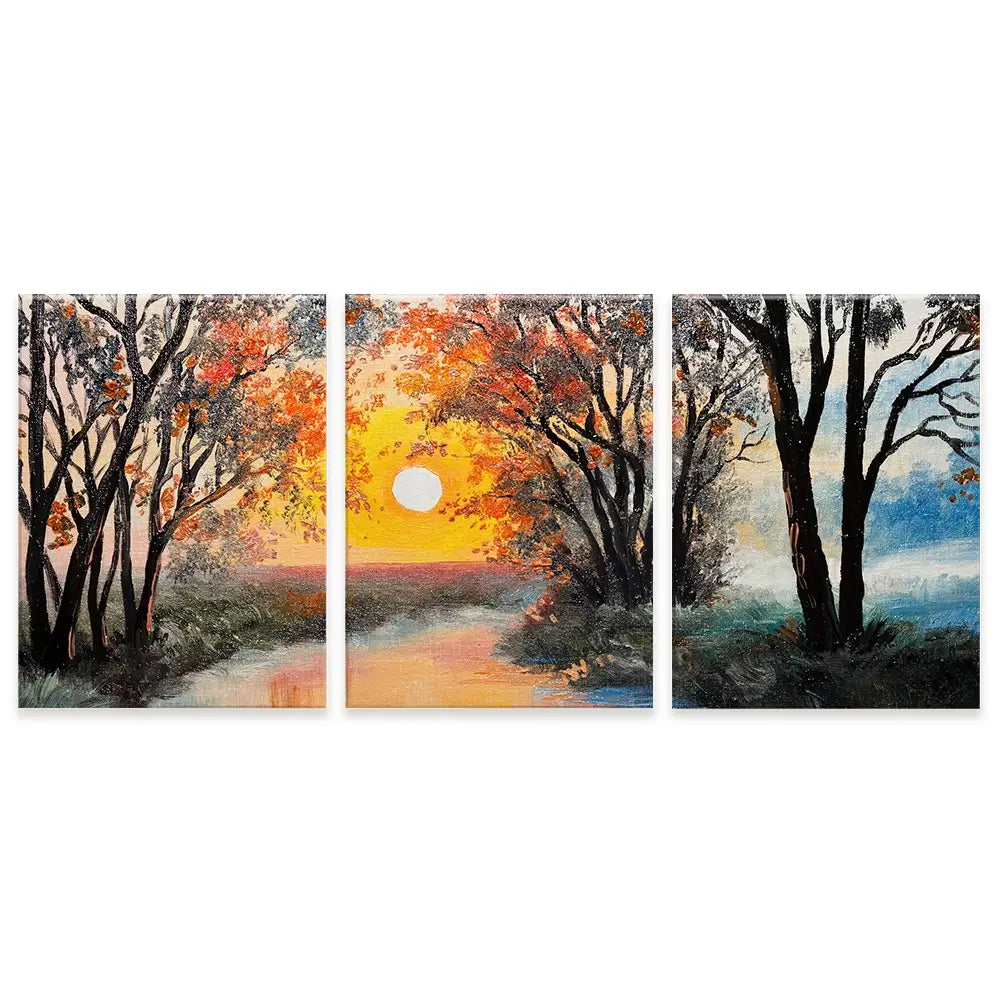 River In The Evening Sun Trio Canvas Print River In The Evening Sun Trio Canvas Print wall art product Fresh Stock / Shutterstock